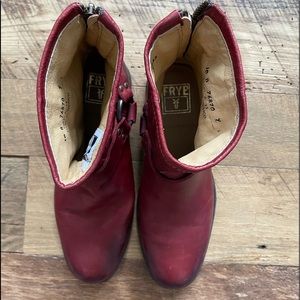 Frye Soft red leather boots.